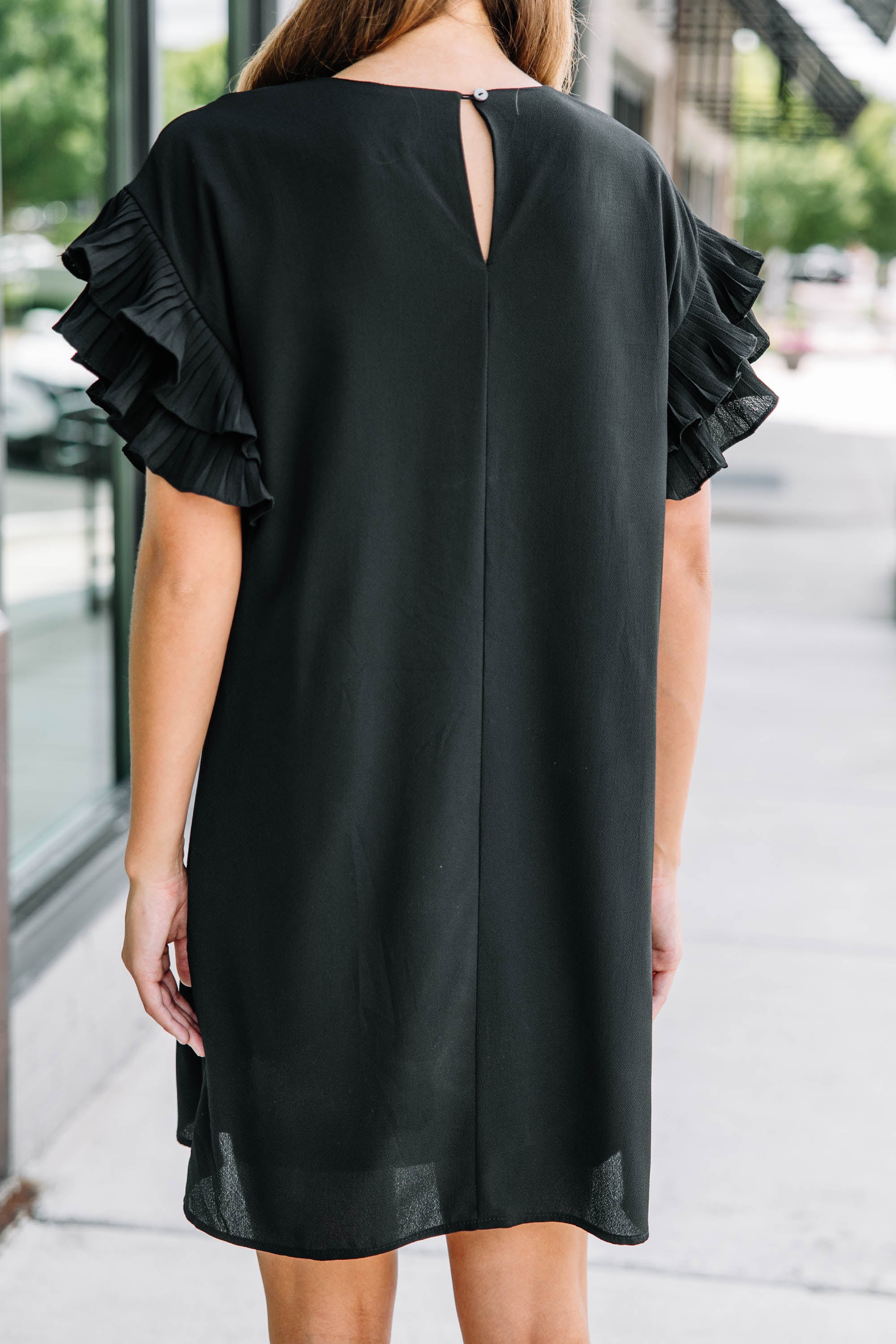 What A Vision Black Ruffled Dress