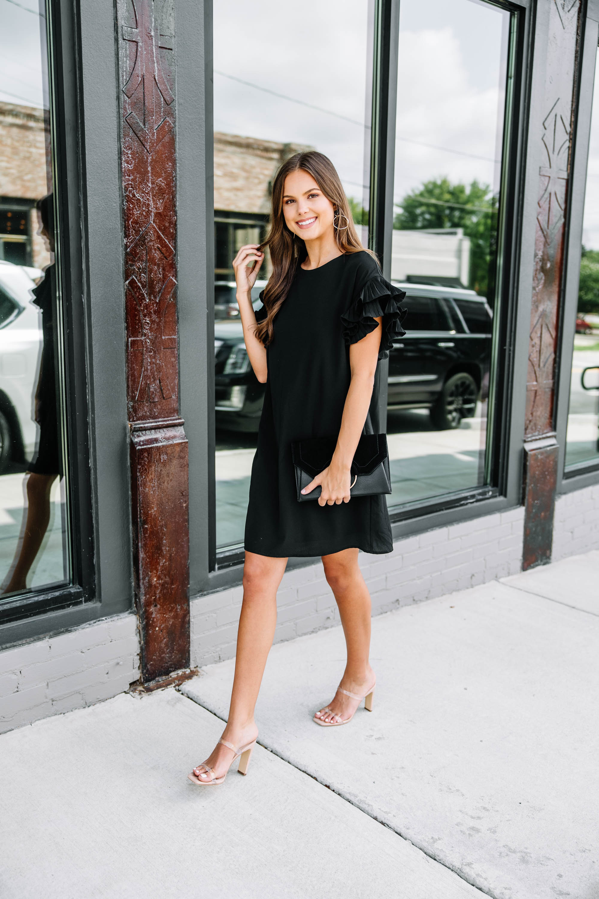 What A Vision Black Ruffled Dress