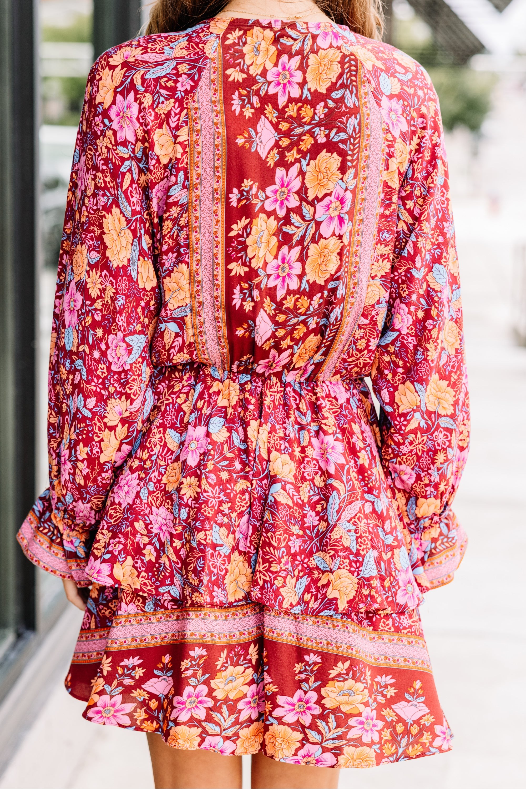 Go On With It Red Mixed Print Dress