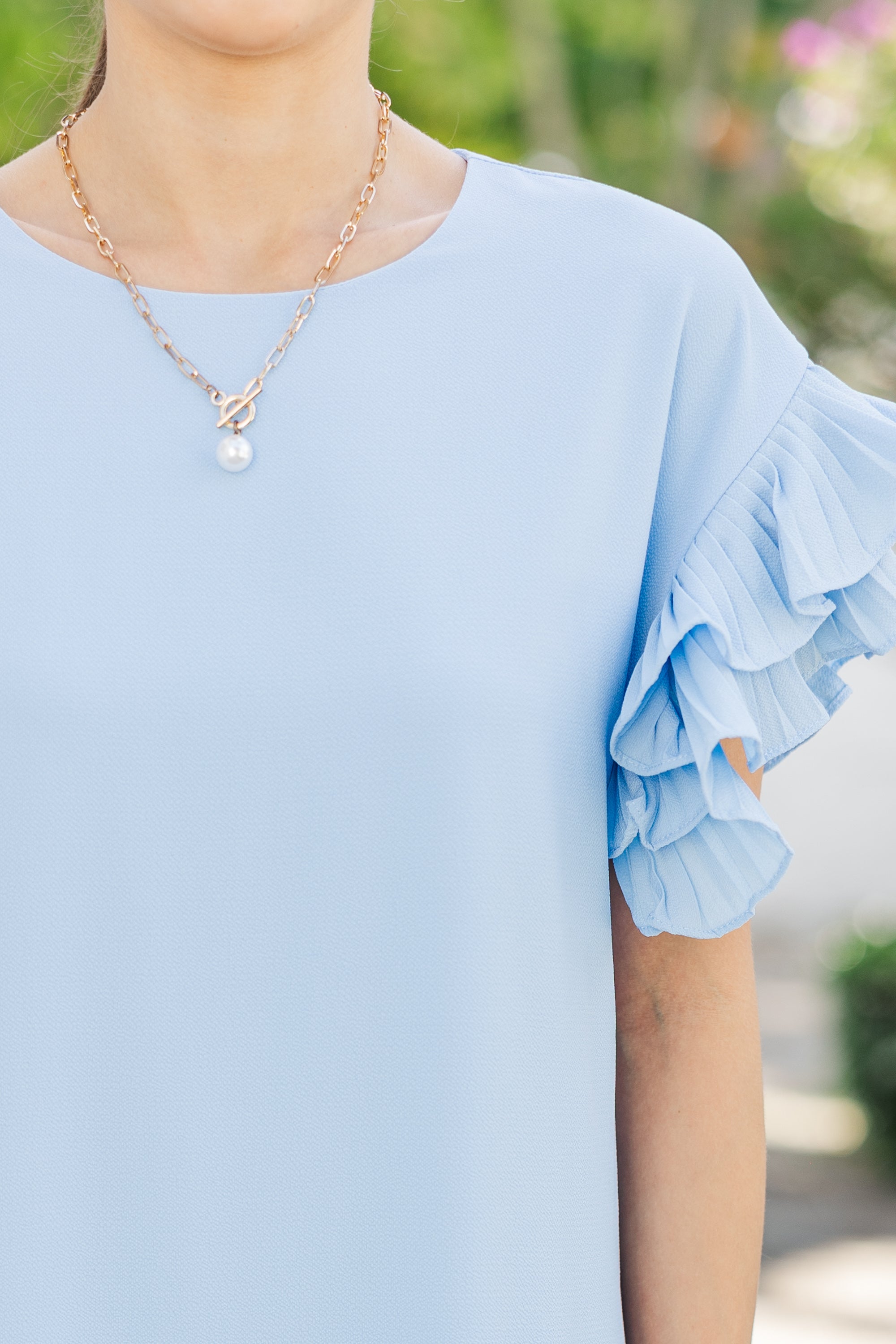 What A Vision Light Blue Ruffled Dress