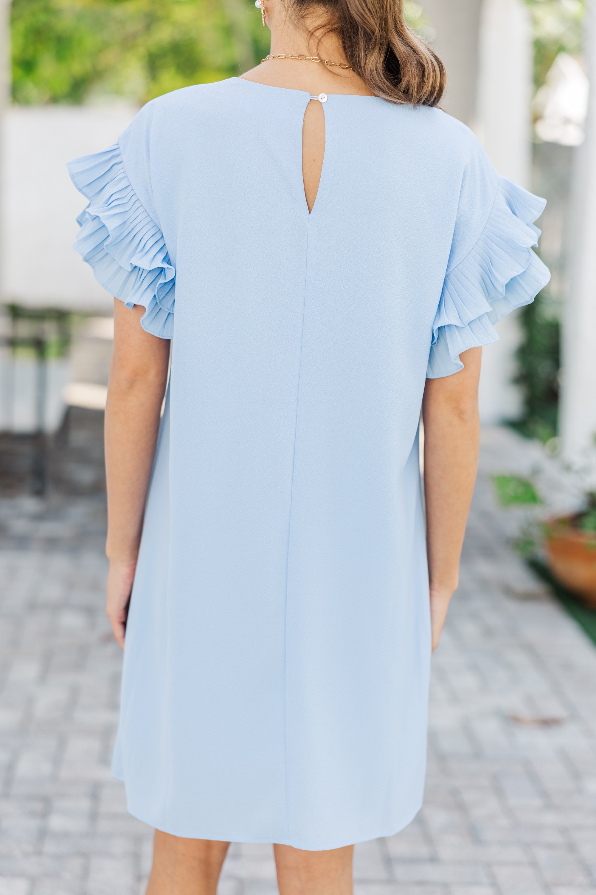 What A Vision Light Blue Ruffled Dress