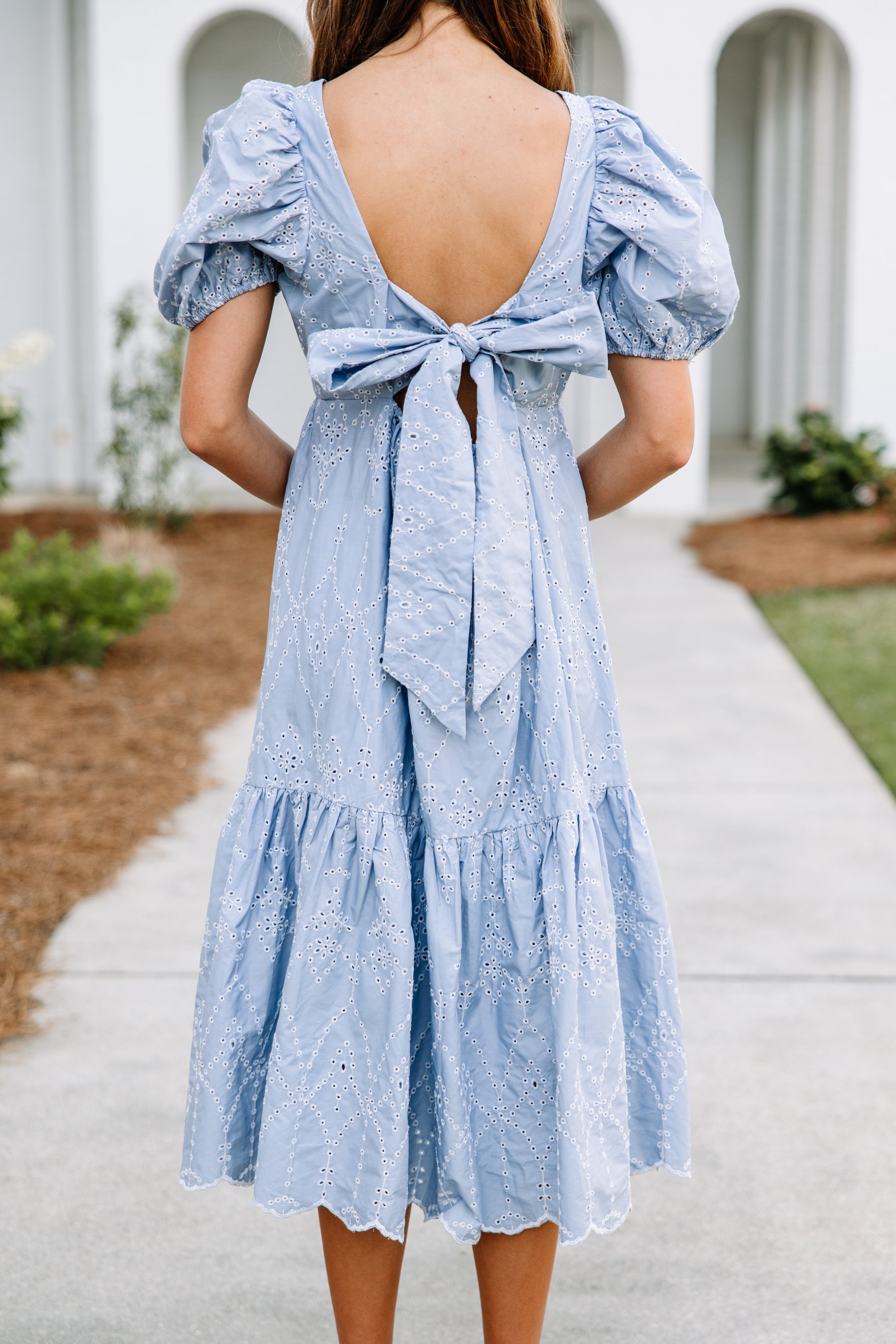 Good Days Ahead Blue Eyelet Midi Dress