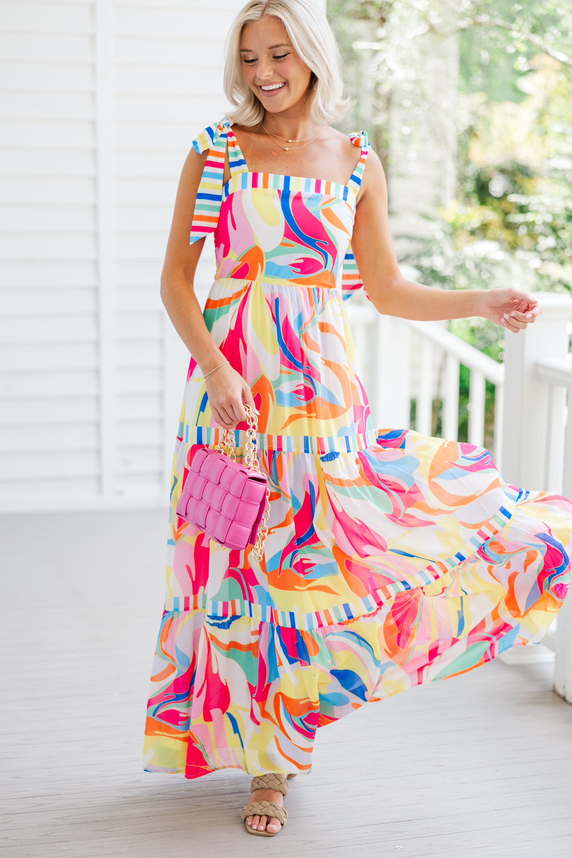 Pink Multi Abstract Maxi Dress