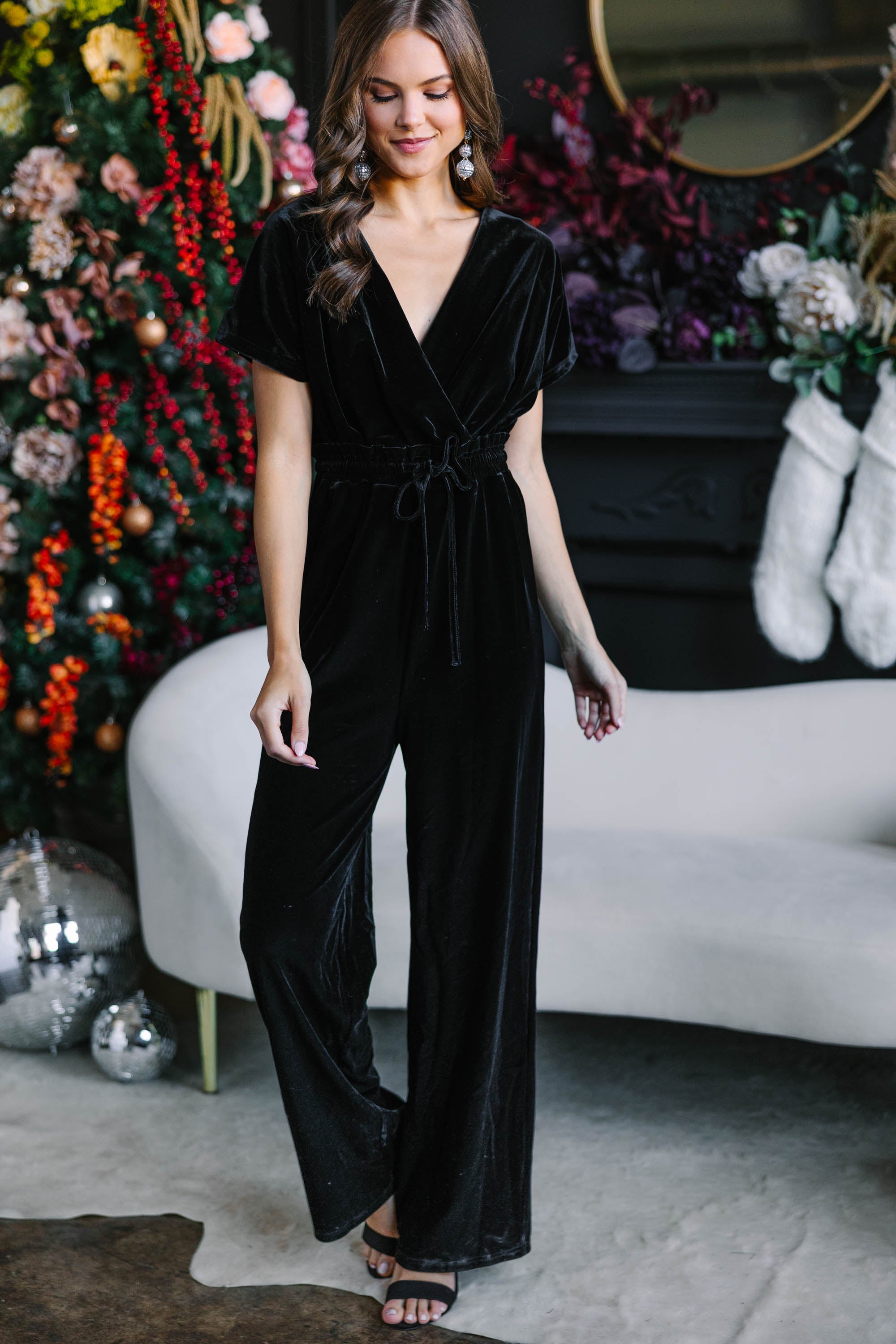 Holiday Vixen Black Velvet Jumpsuit