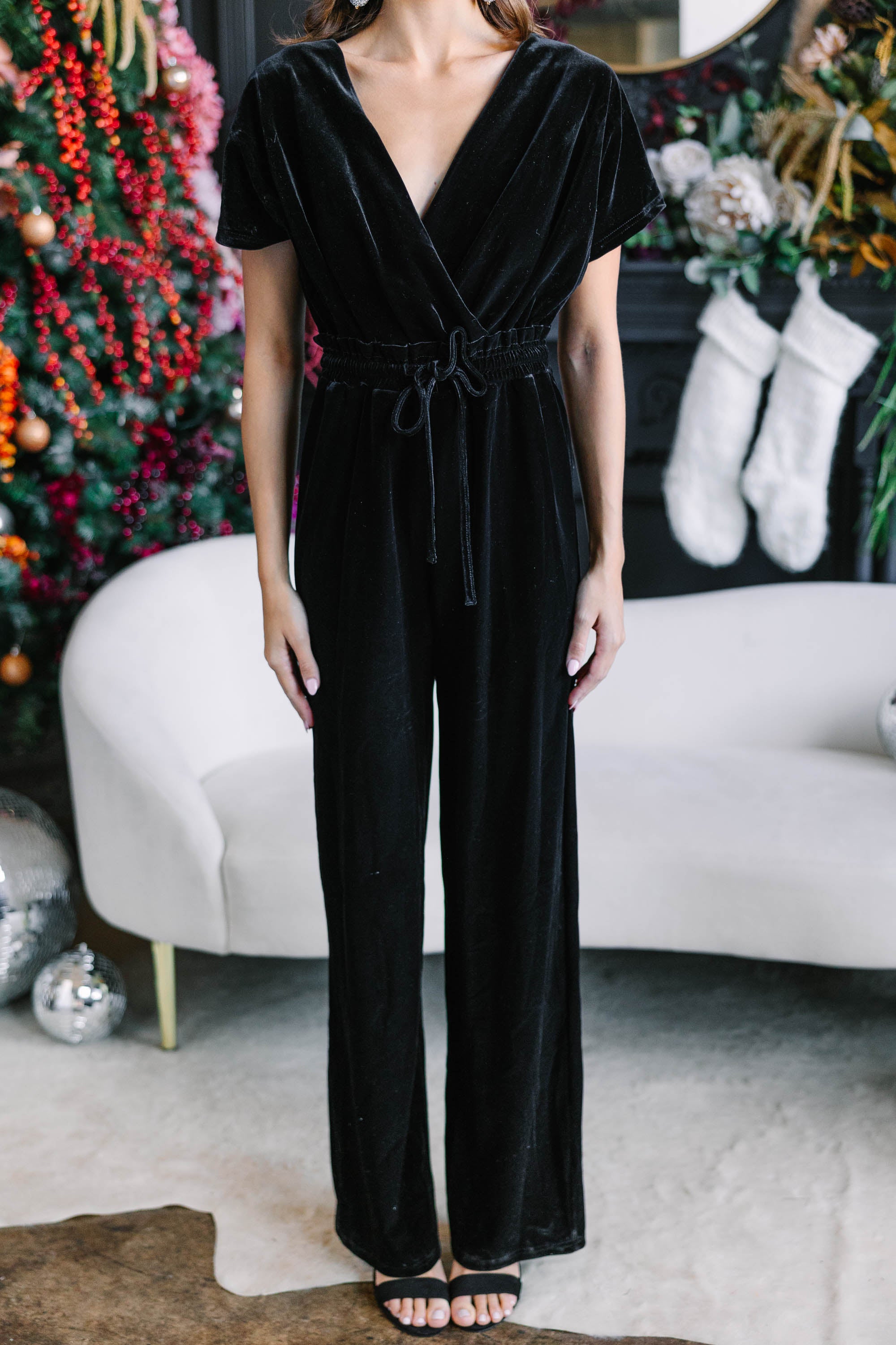Holiday Vixen Black Velvet Jumpsuit