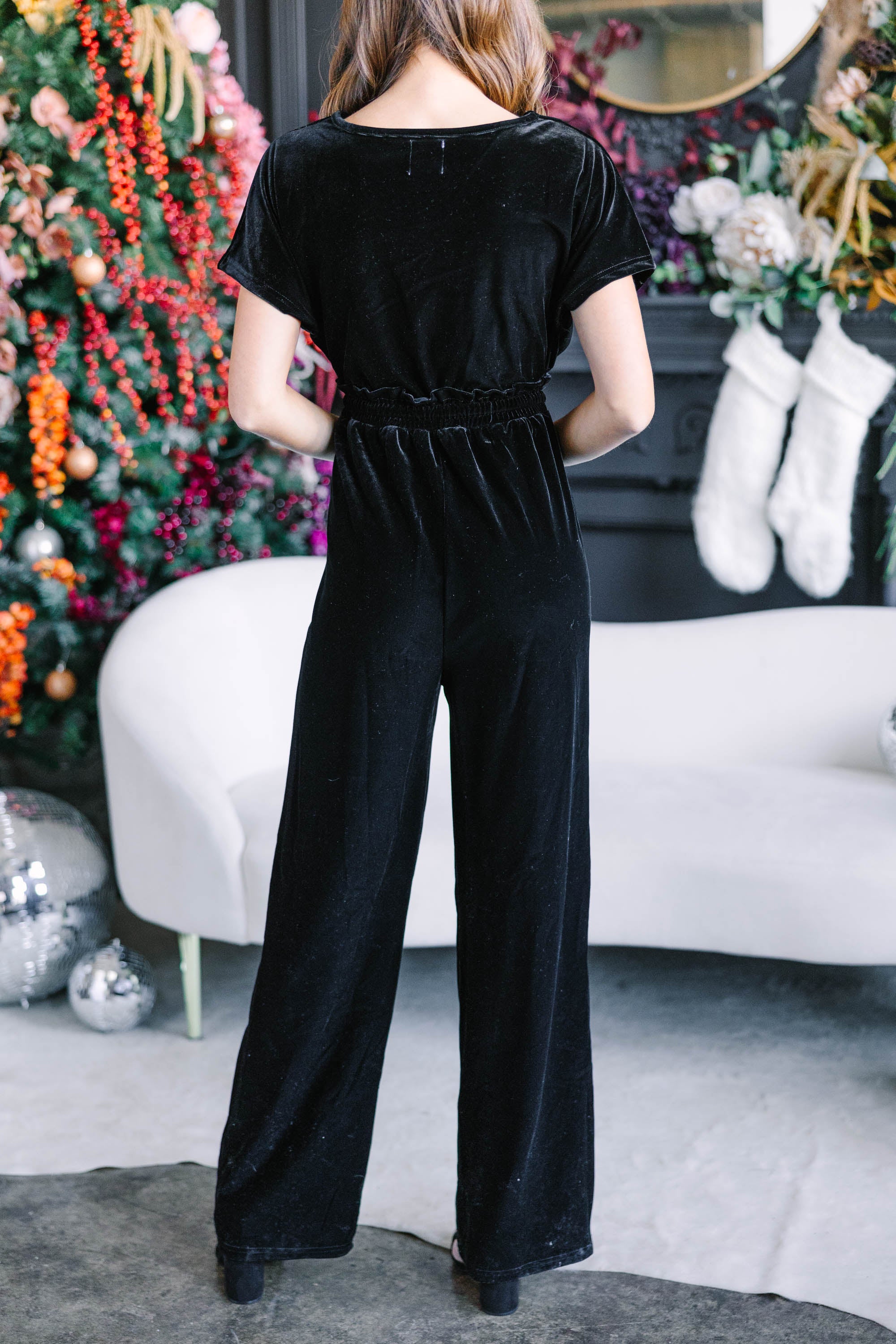 Holiday Vixen Black Velvet Jumpsuit