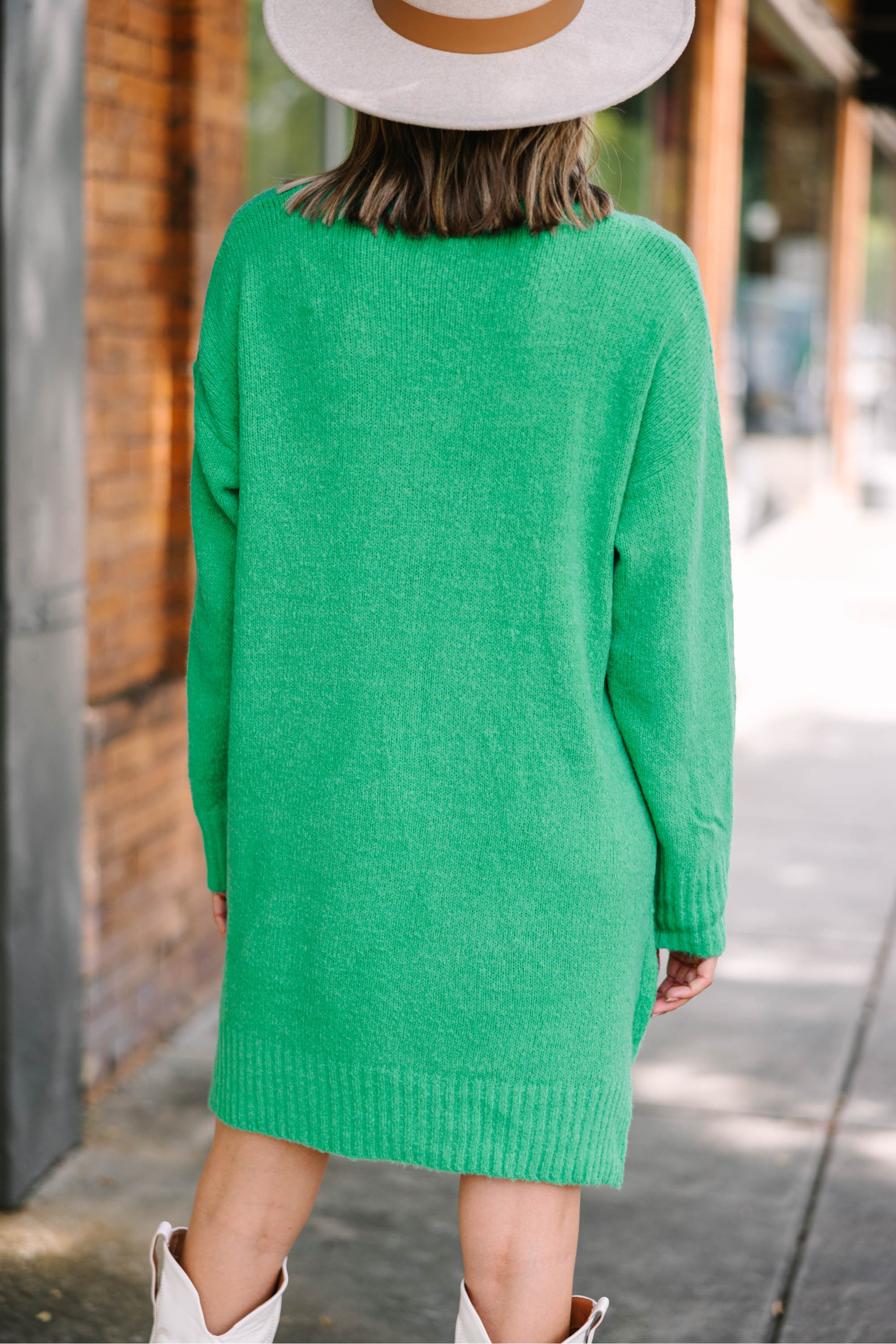 Ready For The Day Emerald Green Sweater Dress