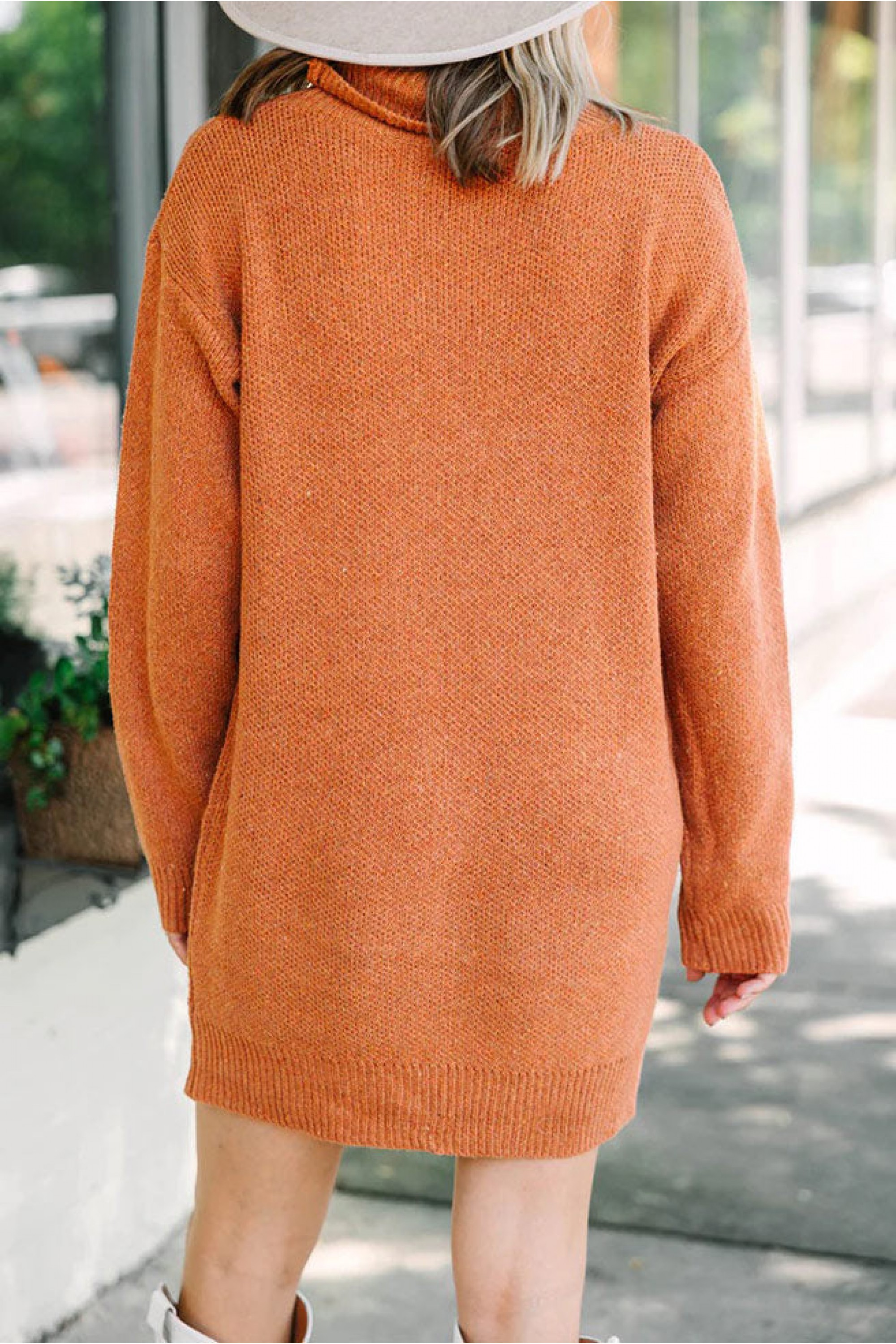 What Goes Around Copper Orange Sweater Dress