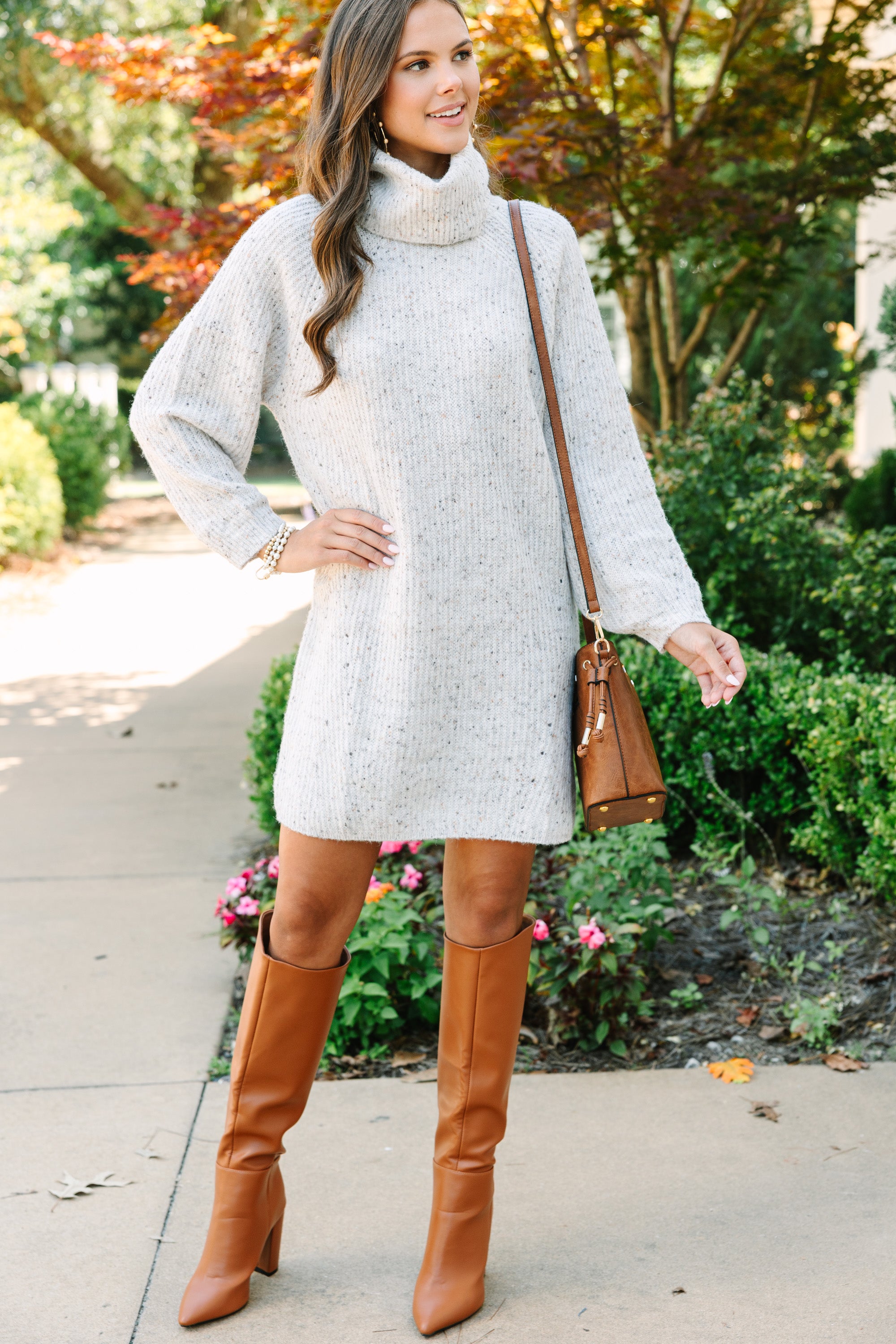 Feeling It Ivory White Turtleneck Sweater Dress