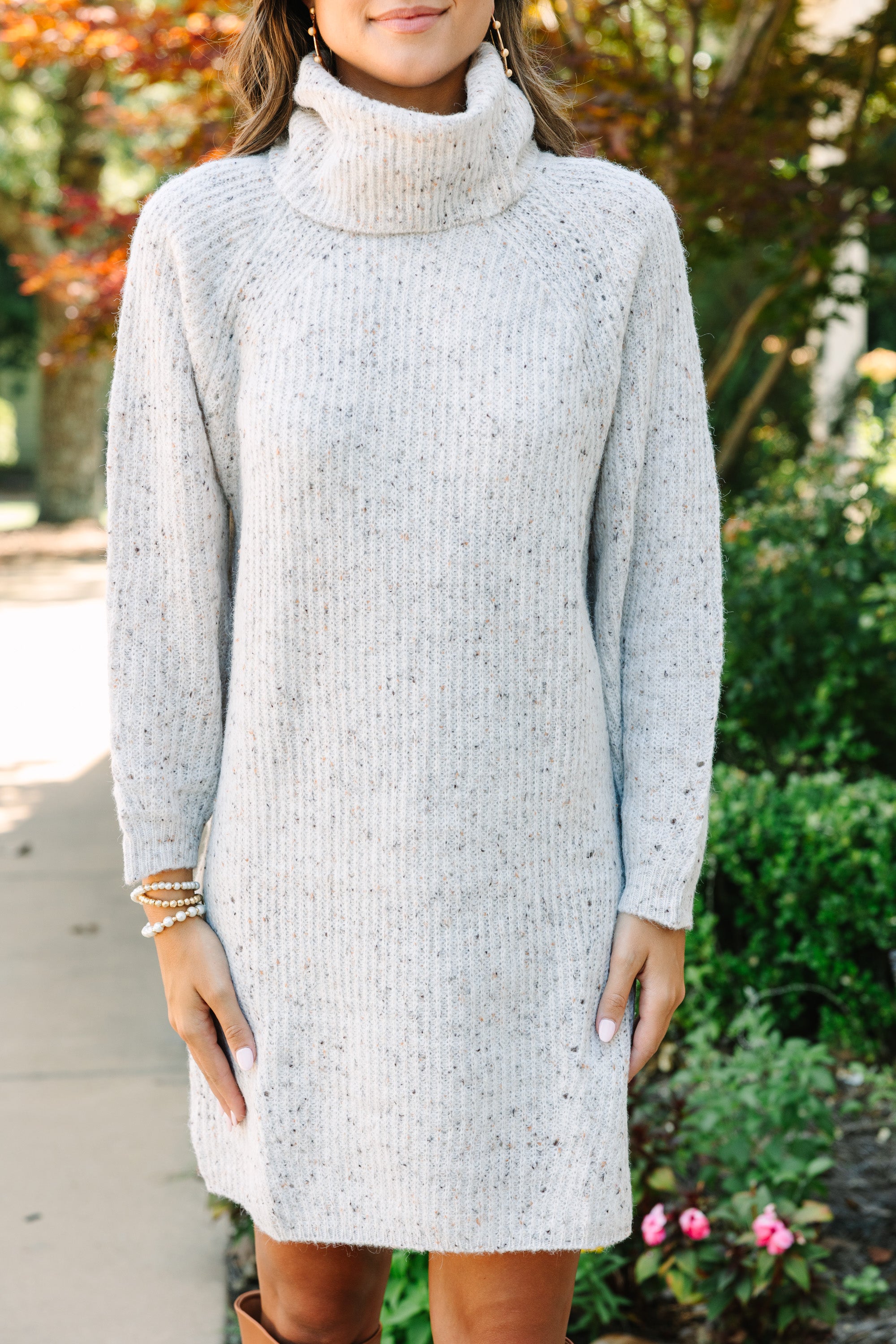 Feeling It Ivory White Turtleneck Sweater Dress