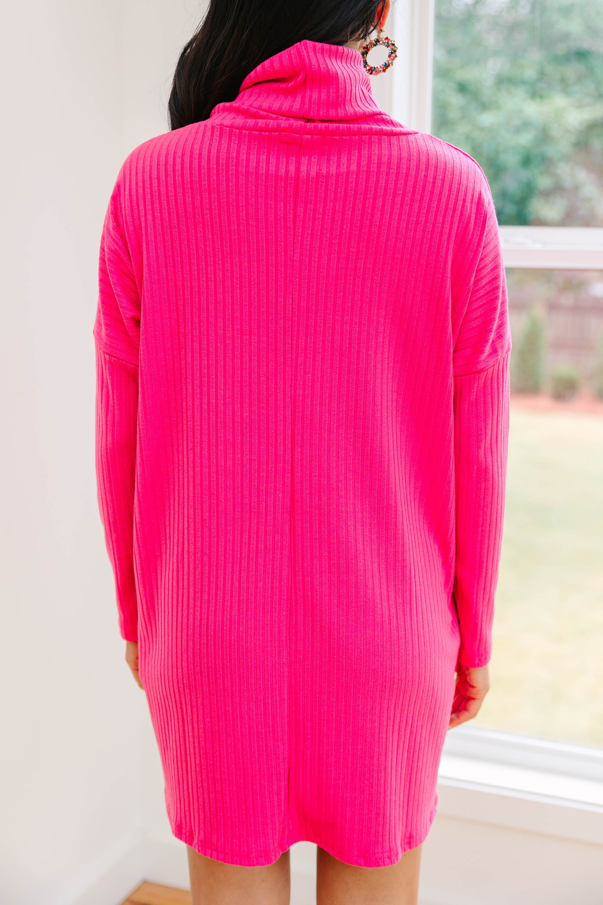 Just Imagine It Fuchsia Pink Sweater Dress