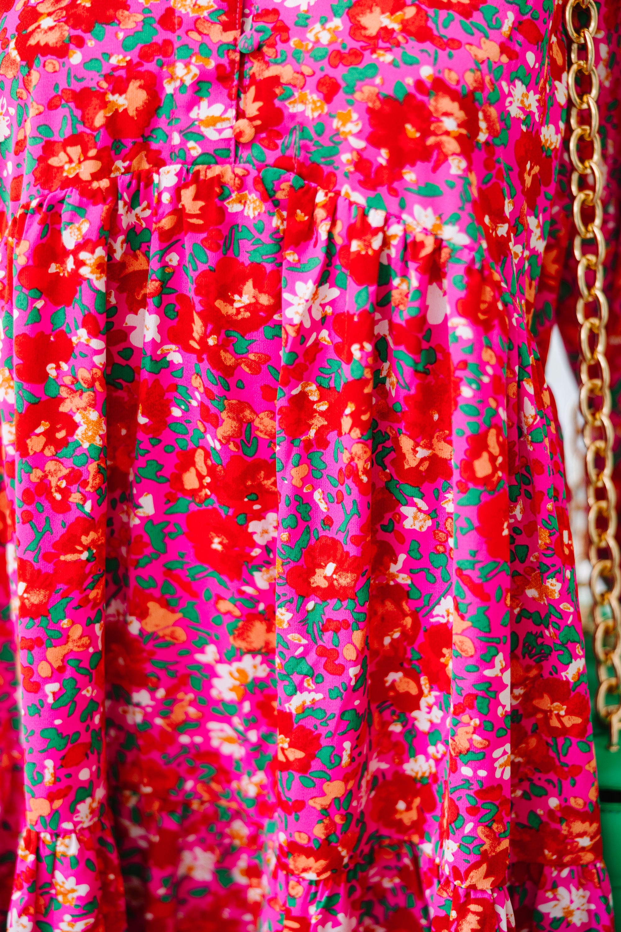 Can't Be Outdone Fuchsia Pink Ditsy Floral Babydoll Dress