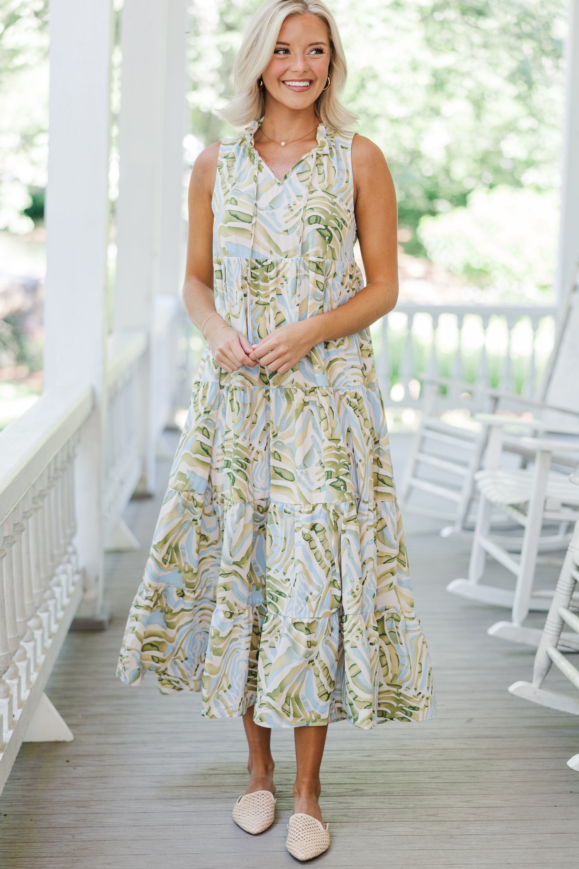 Know You Better Green Abstract Maxi Dress
