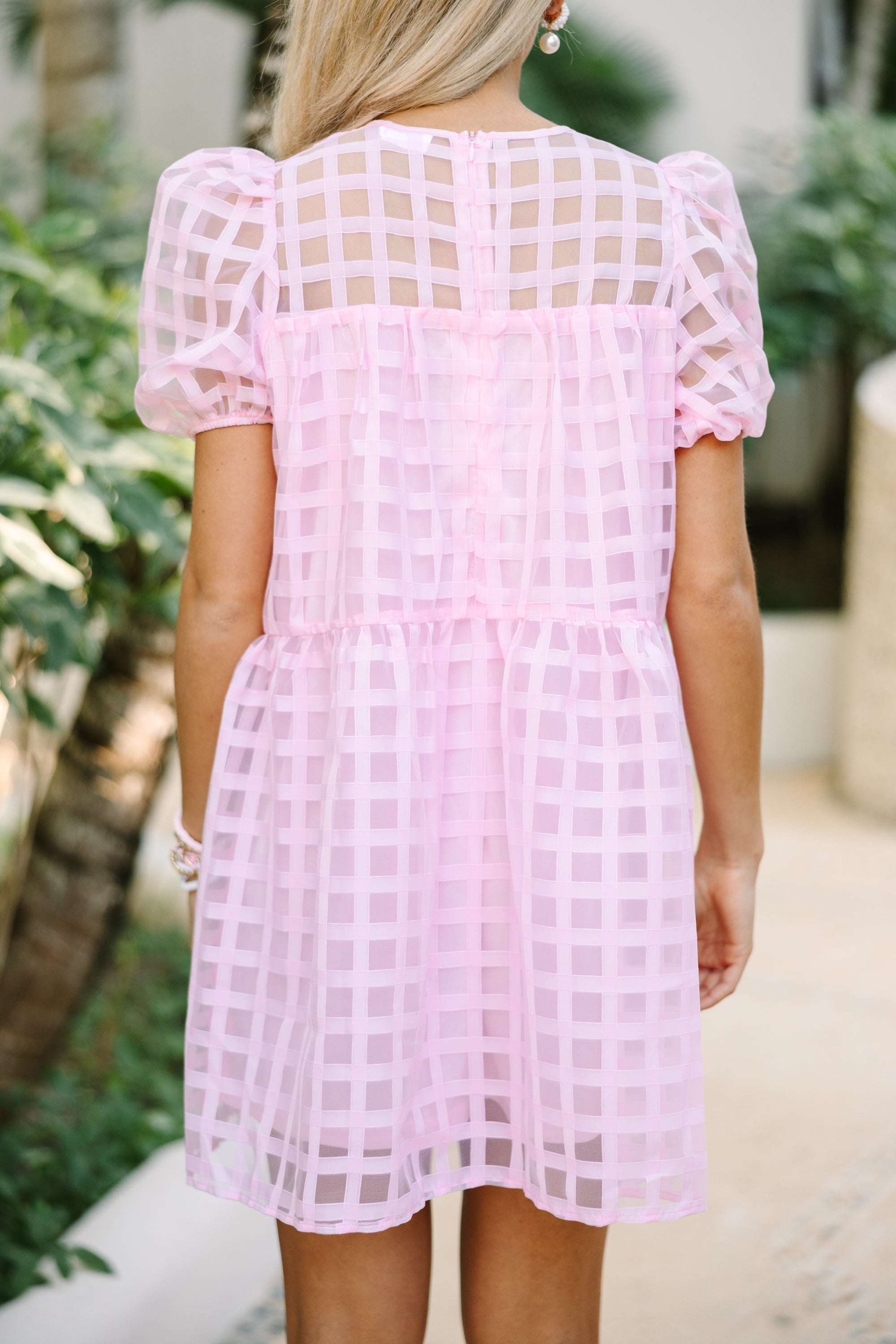 Blush Pink Textured Babydoll Mini Dress