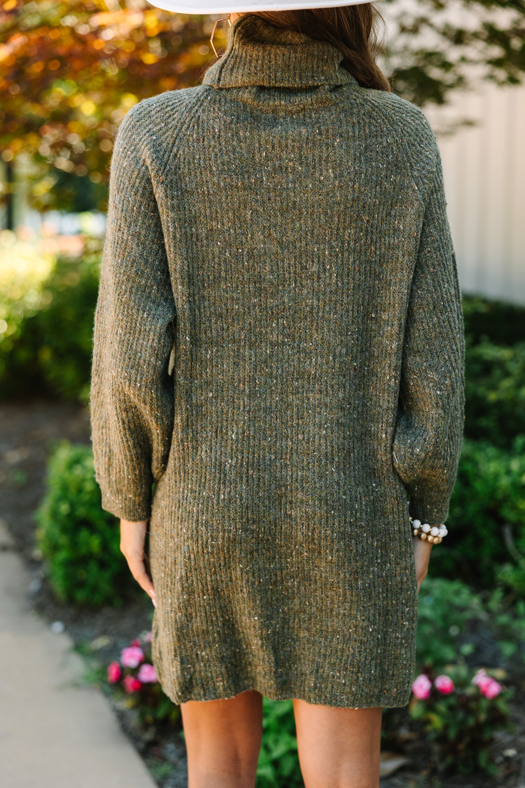 Feeling It Sweater Olive Green Dress