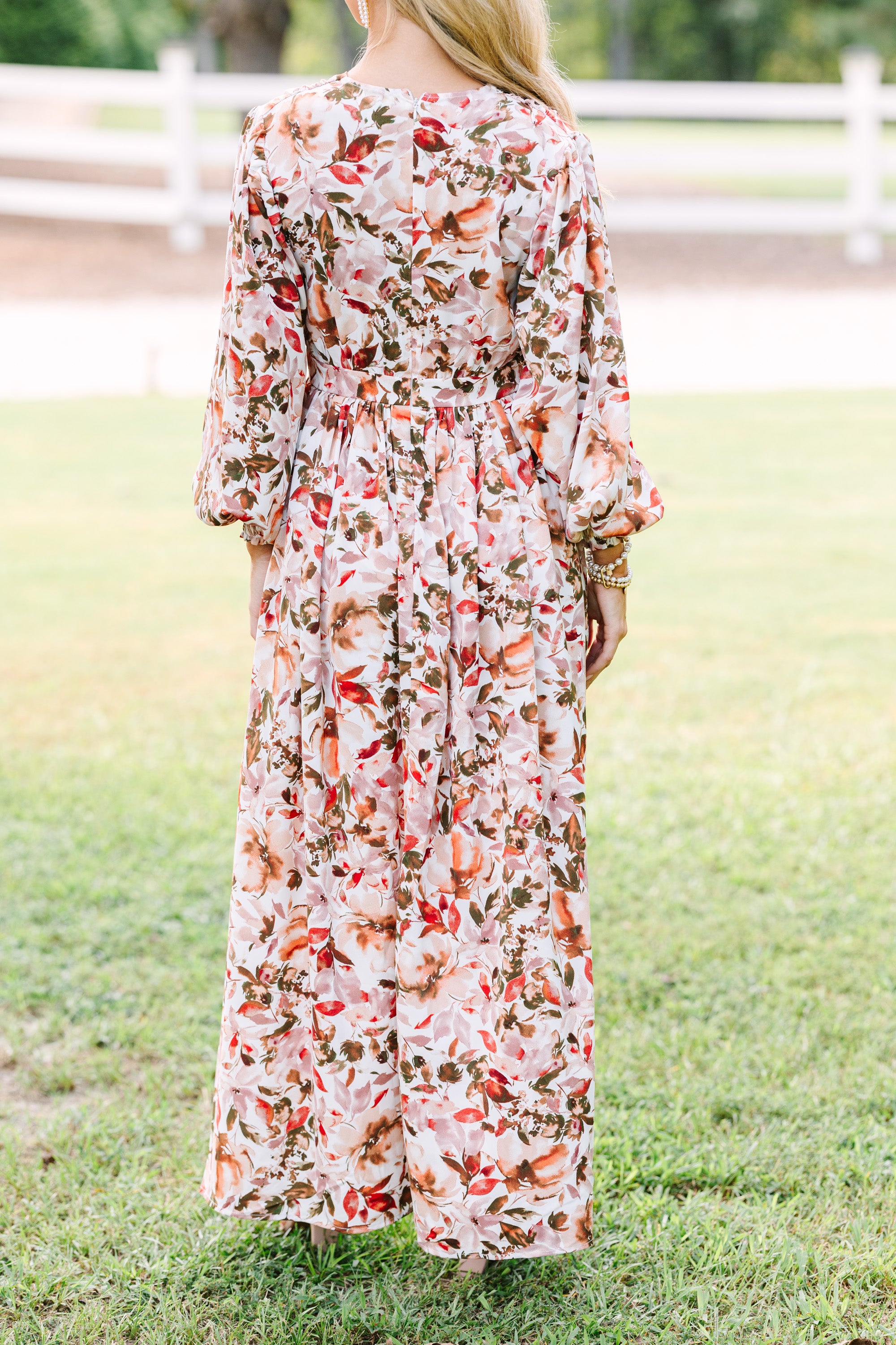 Ivory White Floral Maxi Dress