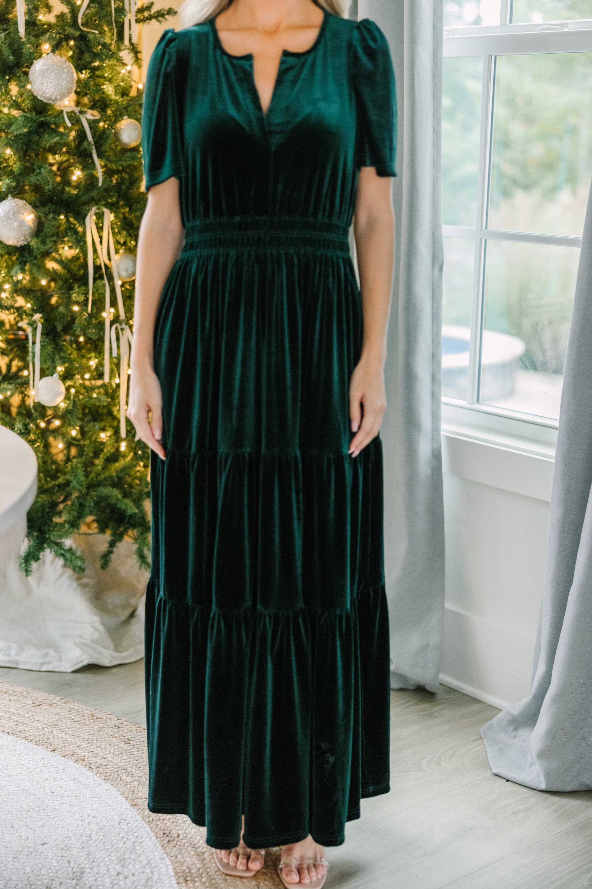 Emerald Green Velvet Maxi Dress