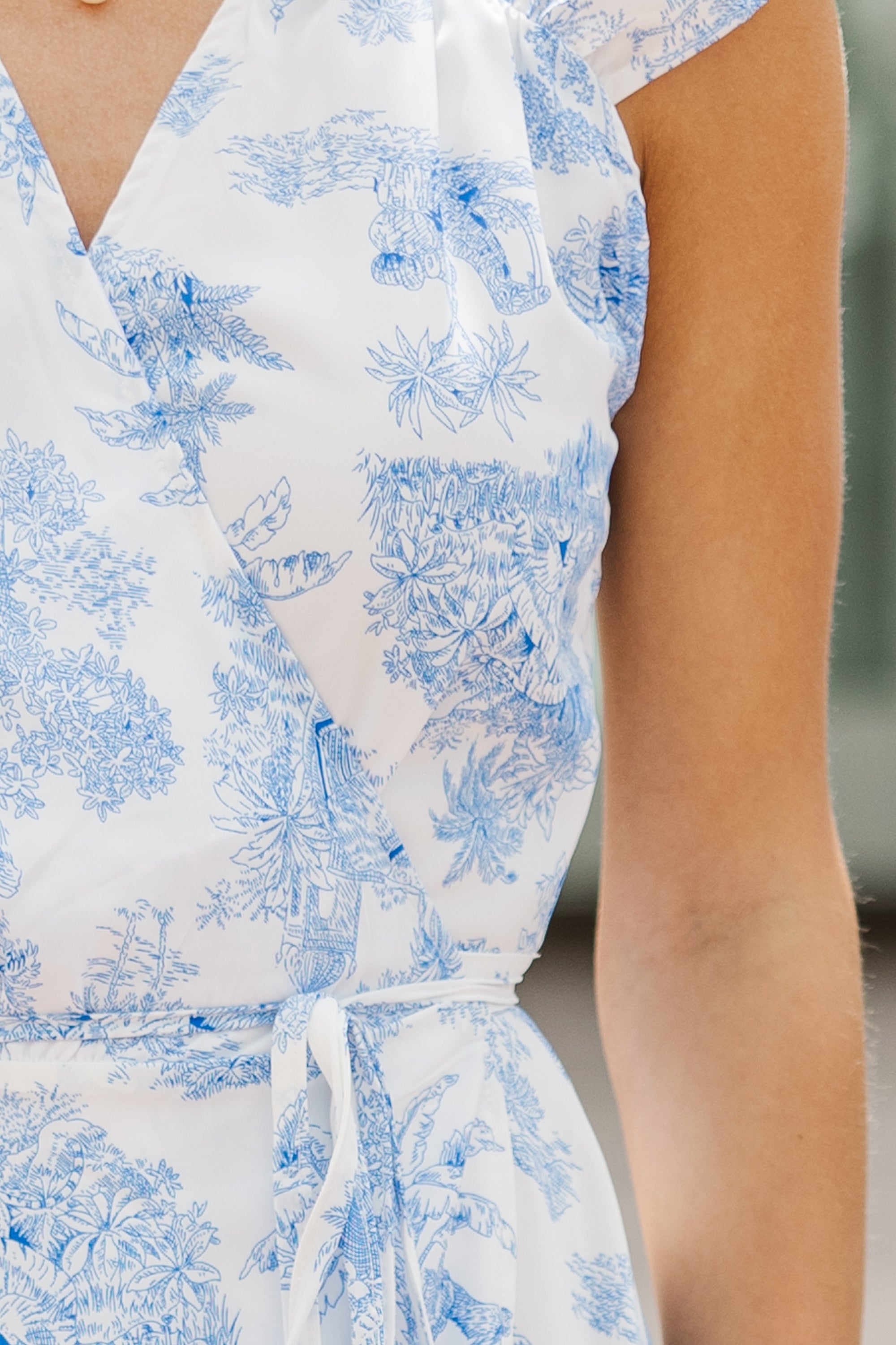Miss You More White & Blue Toile Maxi Dress