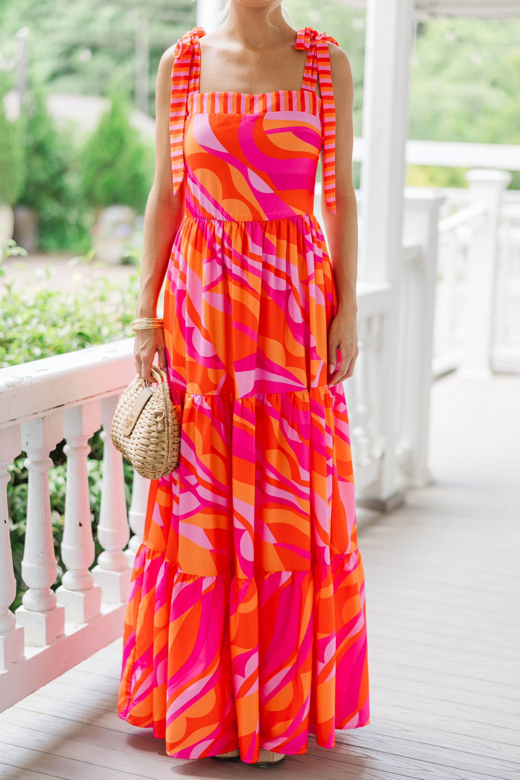 Fuchsia Pink Multi Abstract Maxi Dress