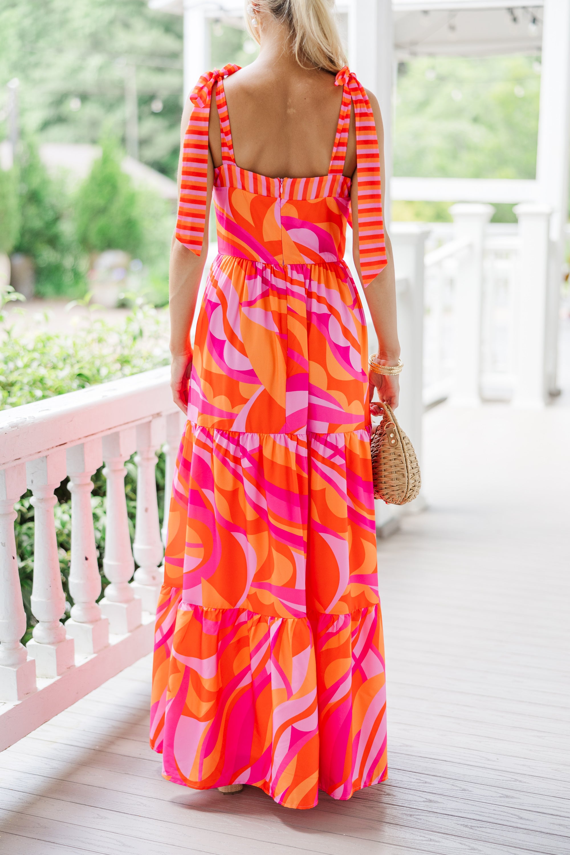 Fuchsia Pink Multi Abstract Maxi Dress