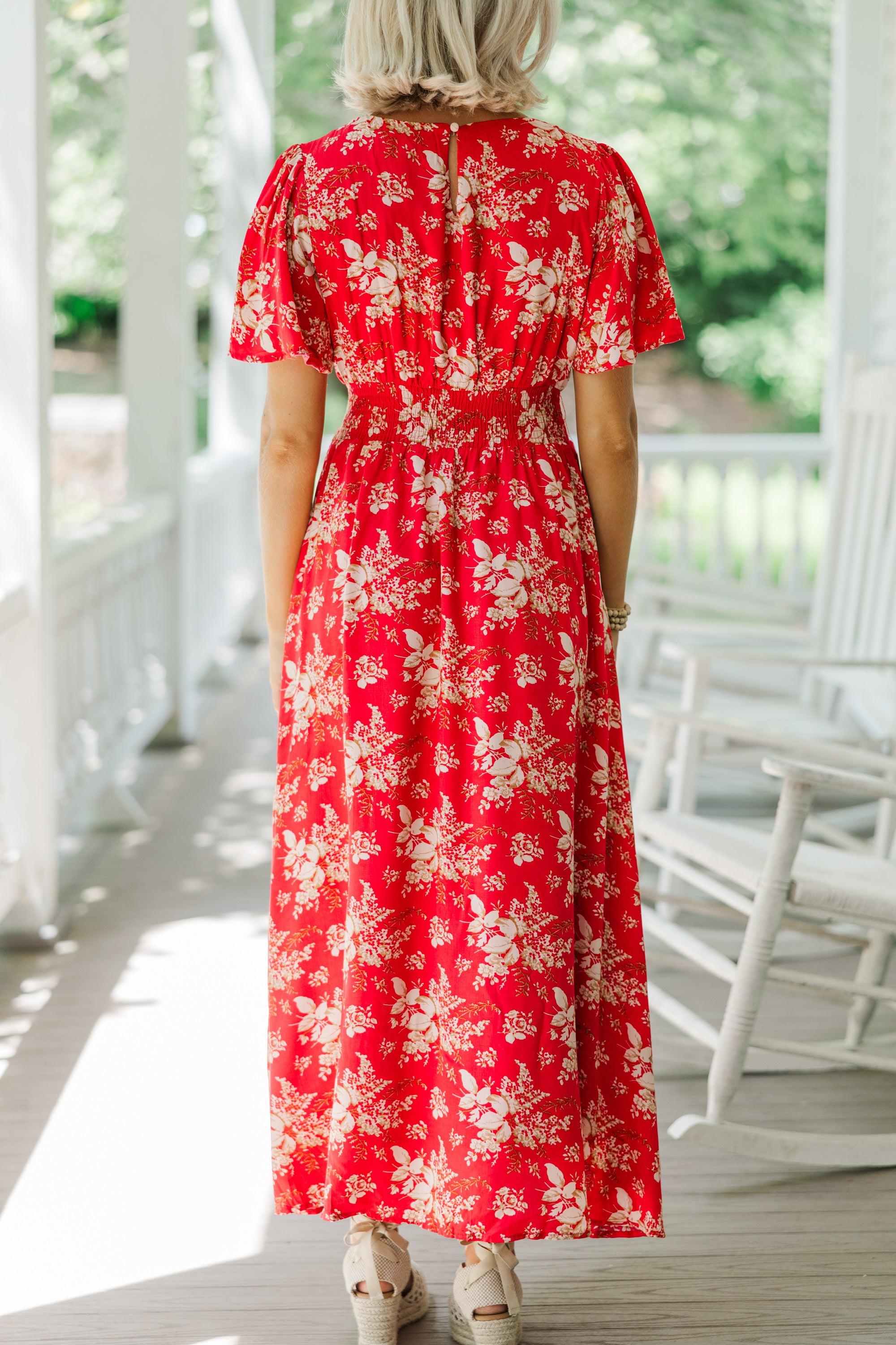 Keep You Close Red Floral Maxi Dress