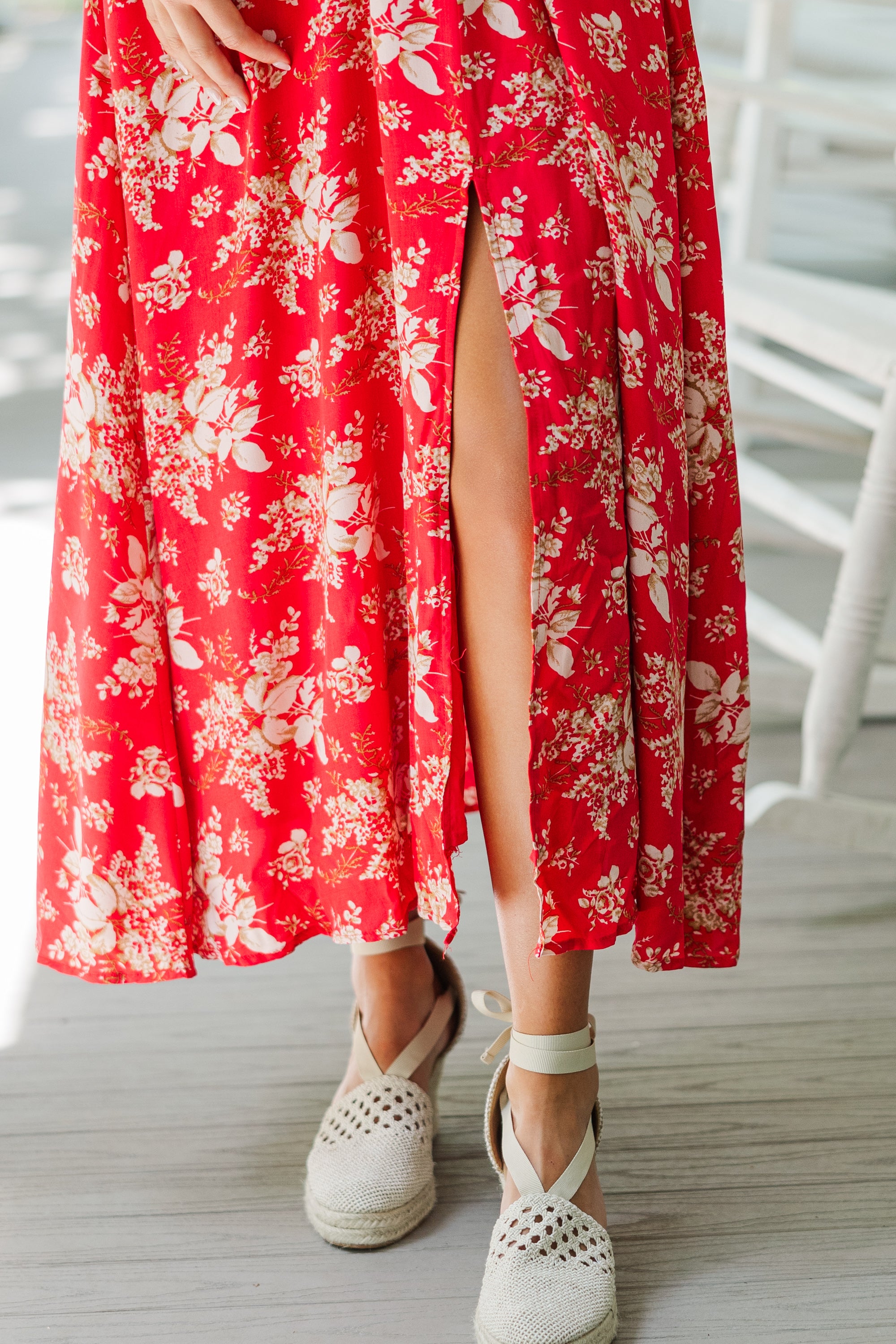 Keep You Close Red Floral Maxi Dress