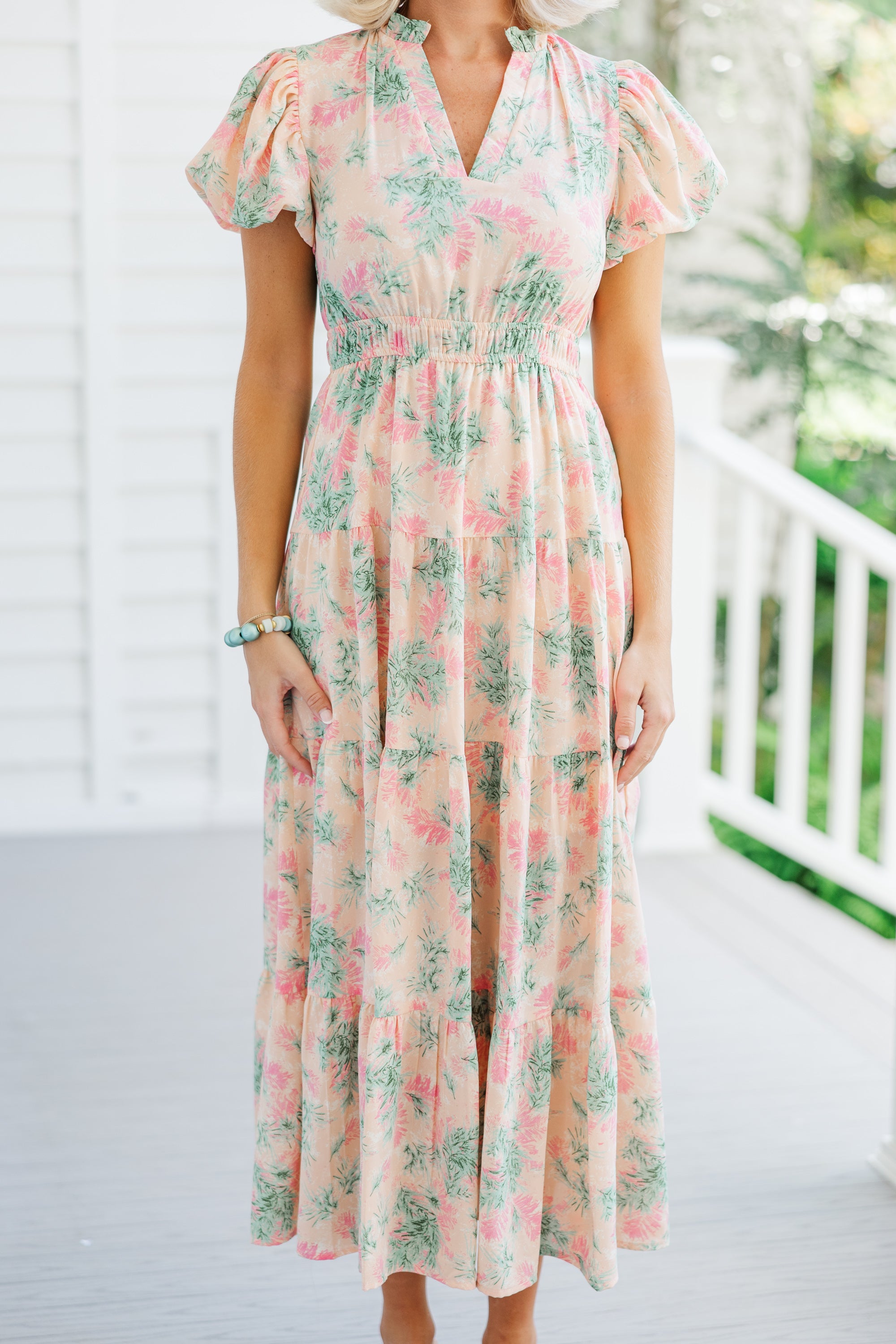Heard It All Peach Pink Floral Maxi Dress