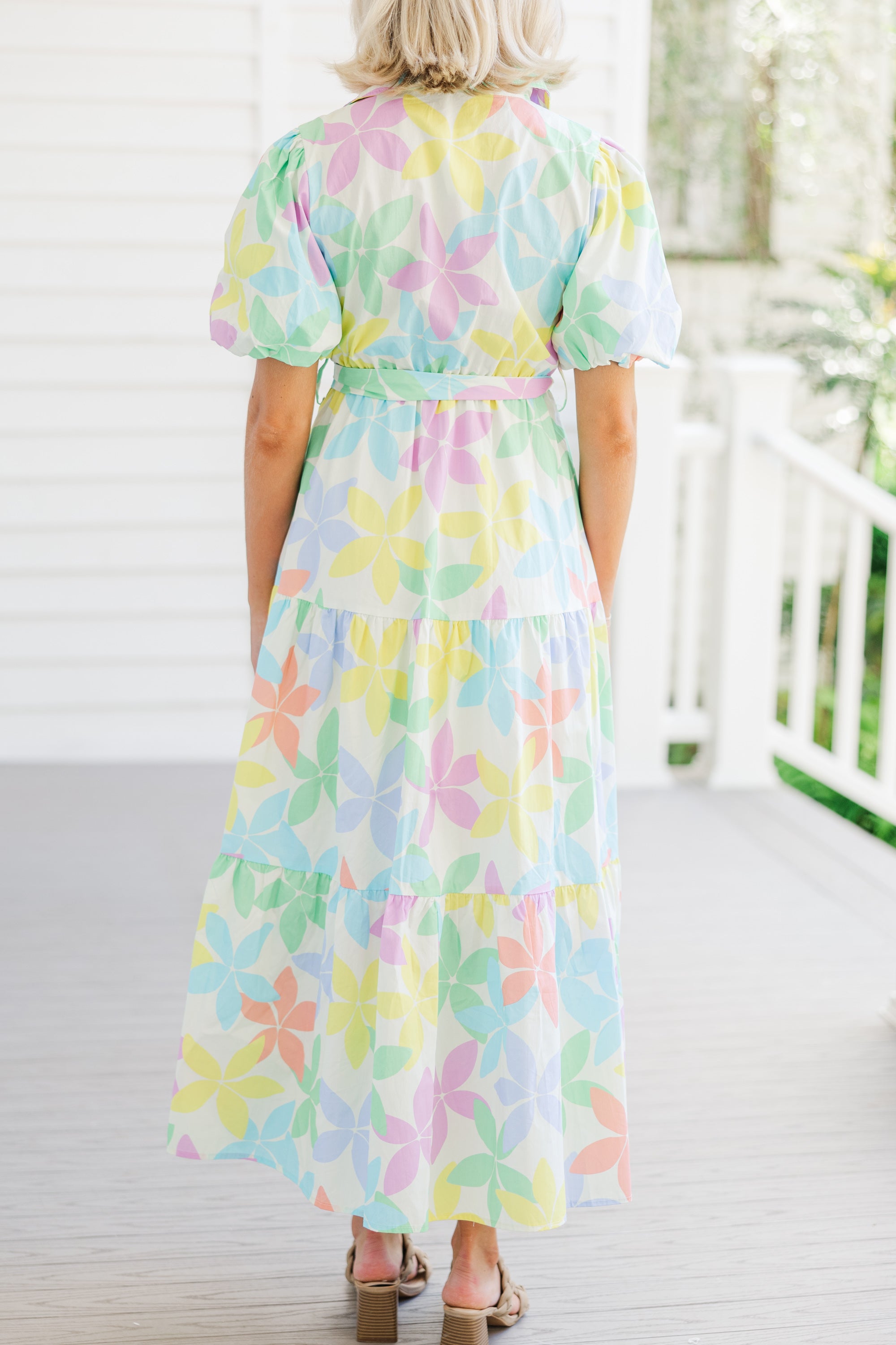 It's Your Love Cream White Pastel Floral Maxi Dress