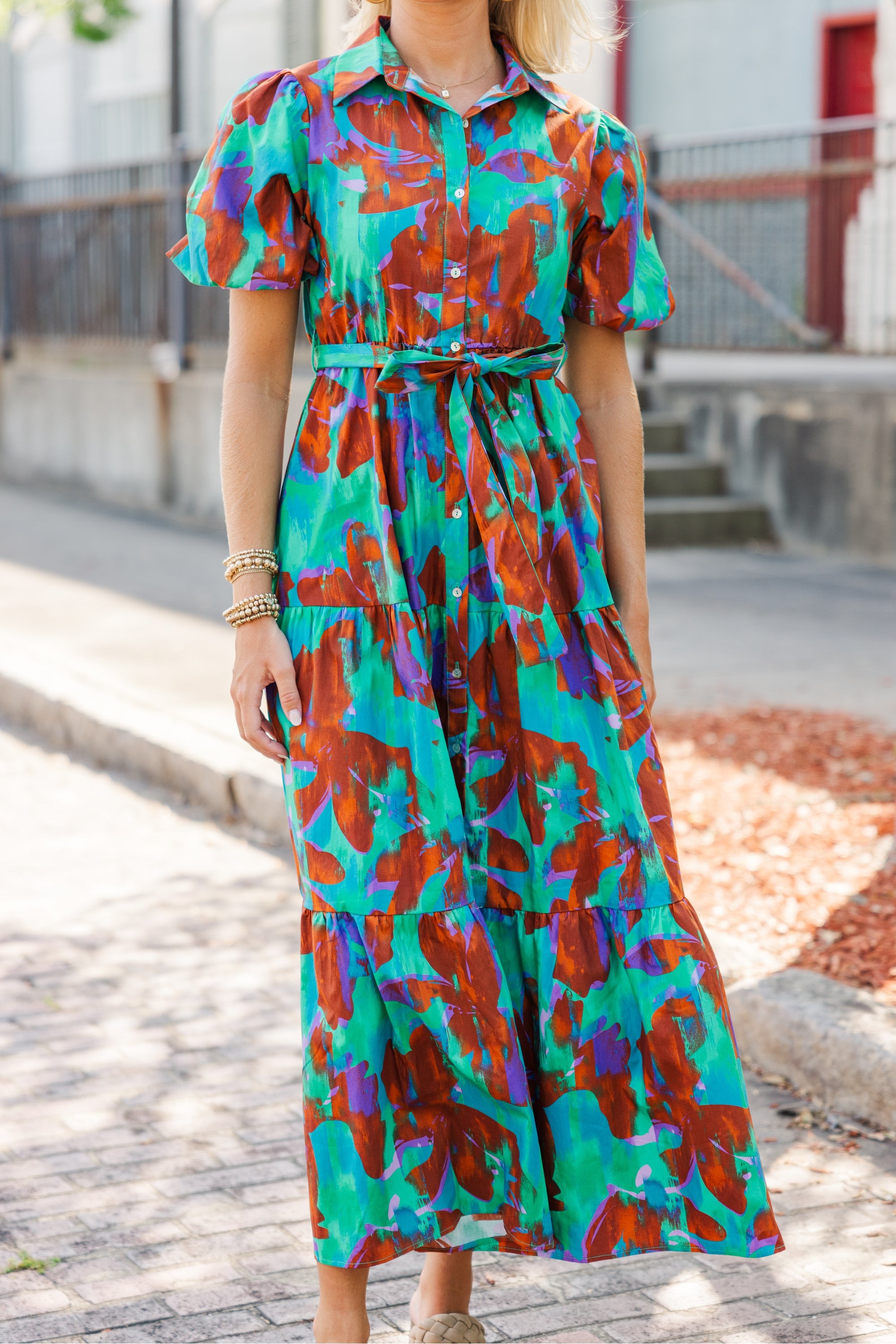 It's Your Choice Brown Abstract Maxi Dress