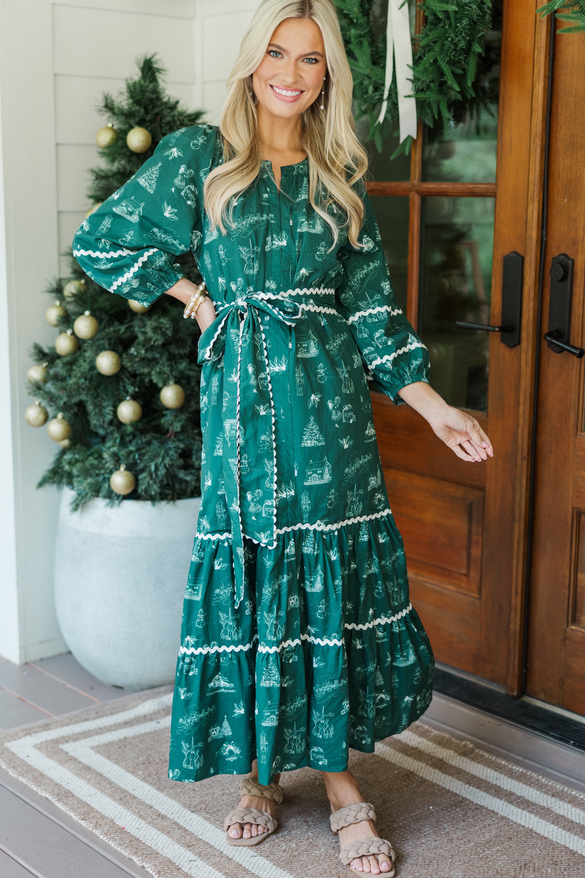 Emerald Toile Midi Dress