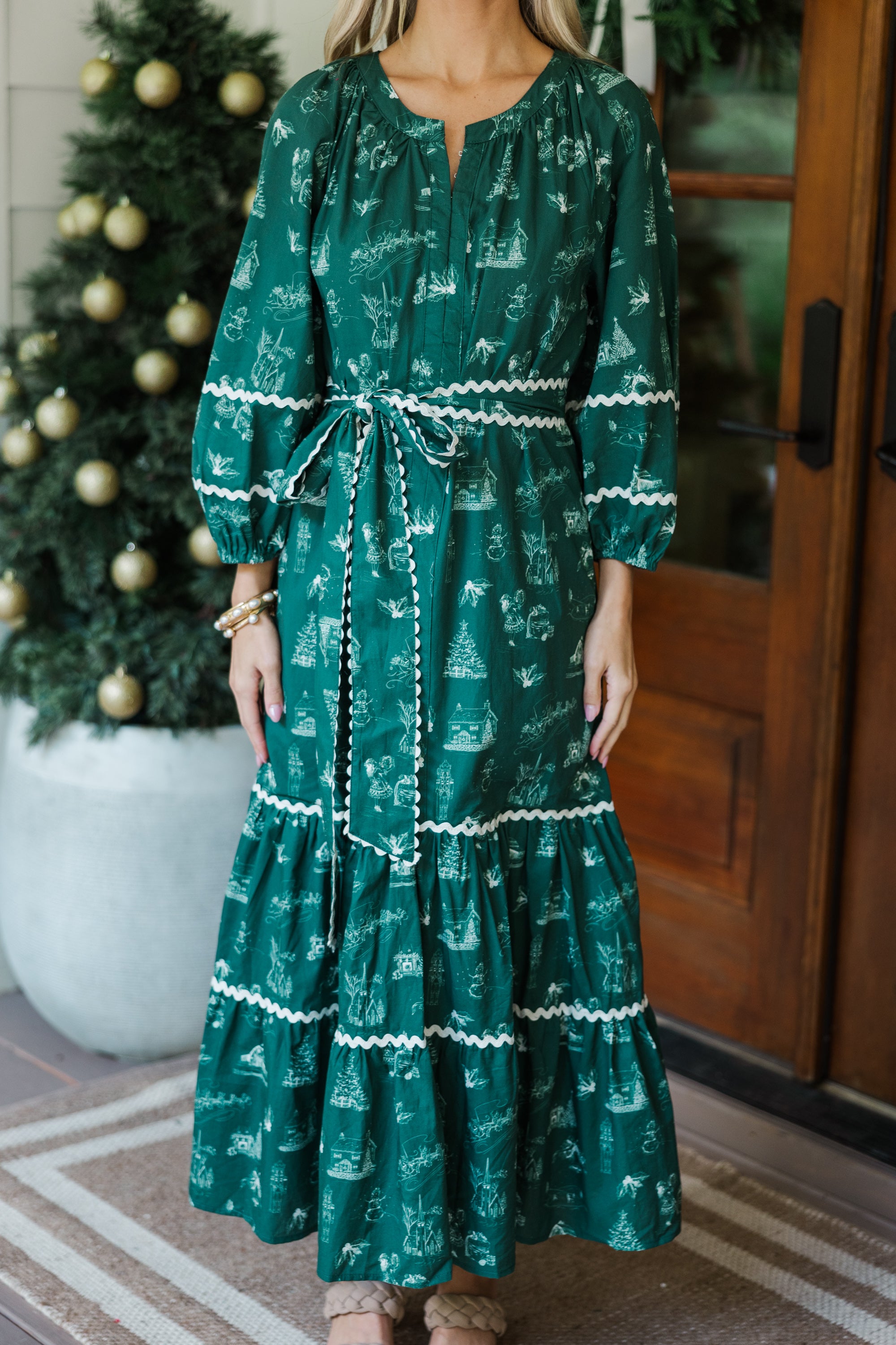 Emerald Toile Midi Dress