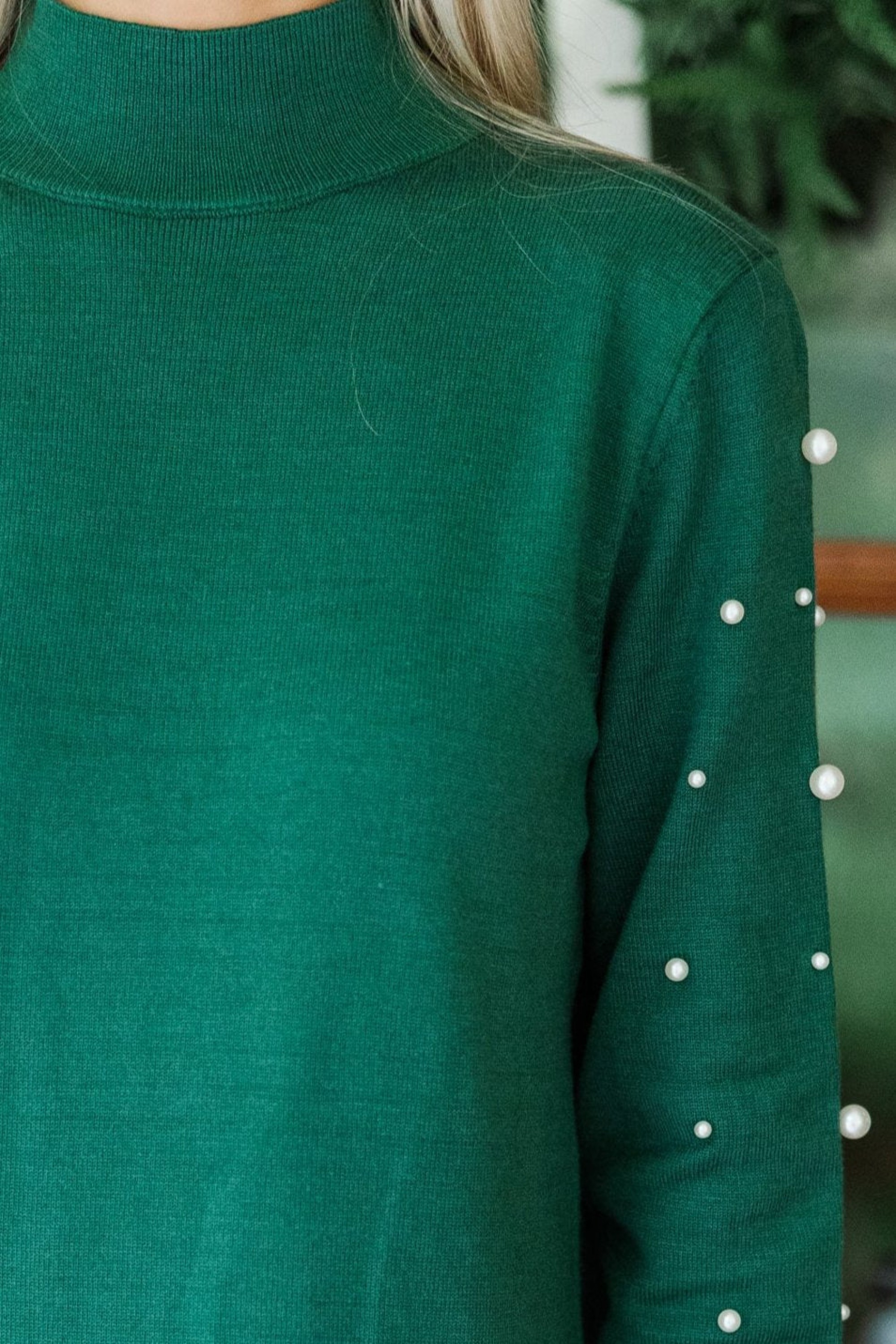 Emerald Embellished Sweater Dress