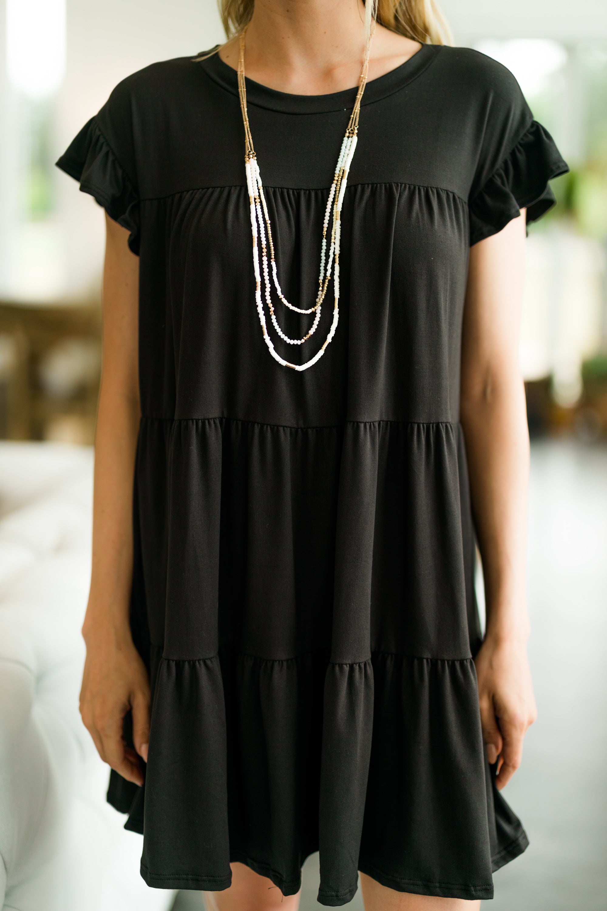 Living For Love Black Tiered Dress