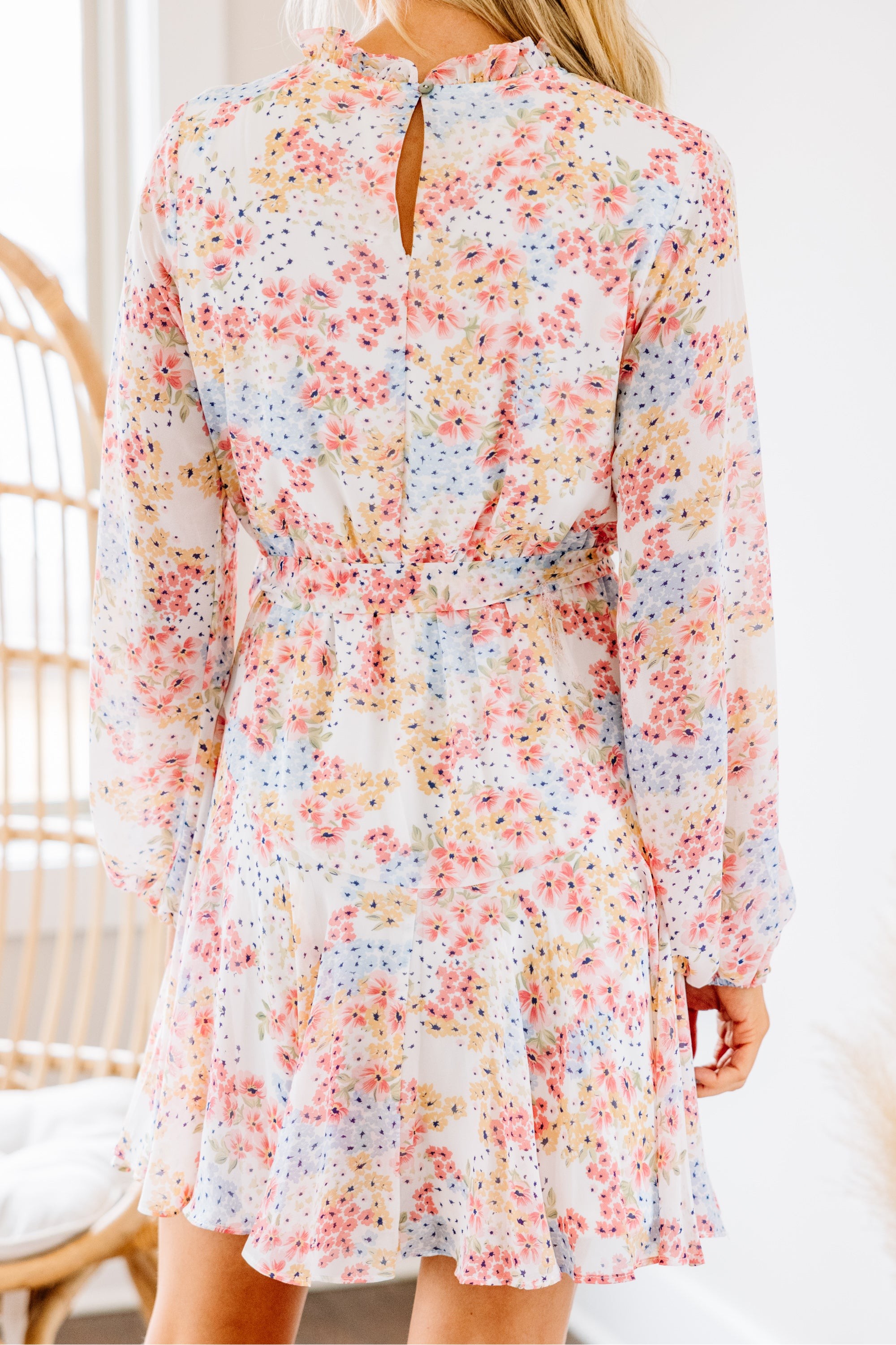 Right On Time Off White Ditsy Floral Dress