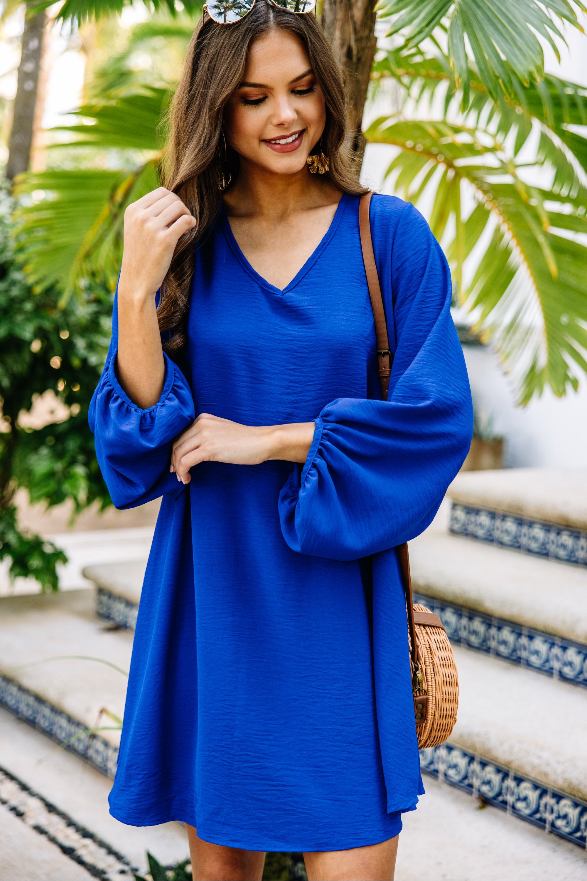 Loud And Clear Royal Blue Bubble Sleeve Dress