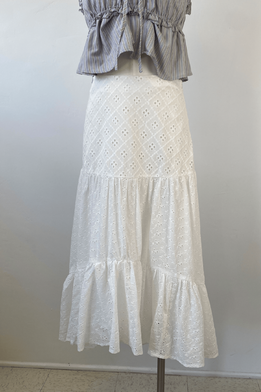 Eyelet Midi Skirt
